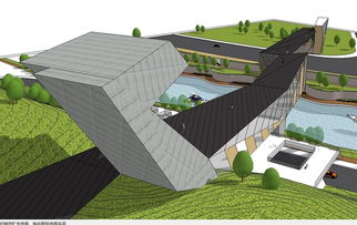 現代異形景觀人行橋SU模型解析 結構魅力與建模要點